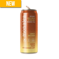 Monatea Ginger, Peach & African Olive Leaf Sweetened Organic Cold-Brew Sparkling Rooibos Tea 300ml