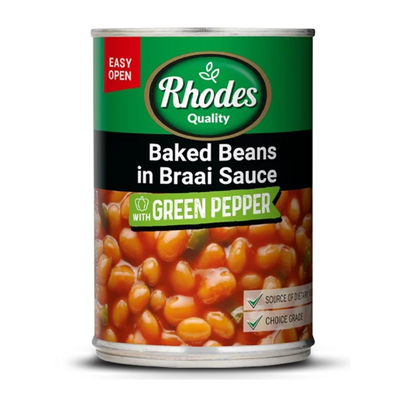 Rhodes Baked Beans in Braai Sauce 400g Can